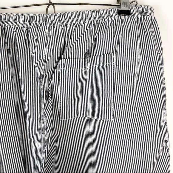Karen Scott 100% Cotton Wide Leg Cropped Pants Vertical Striped Blue White - Picture 6 of 9